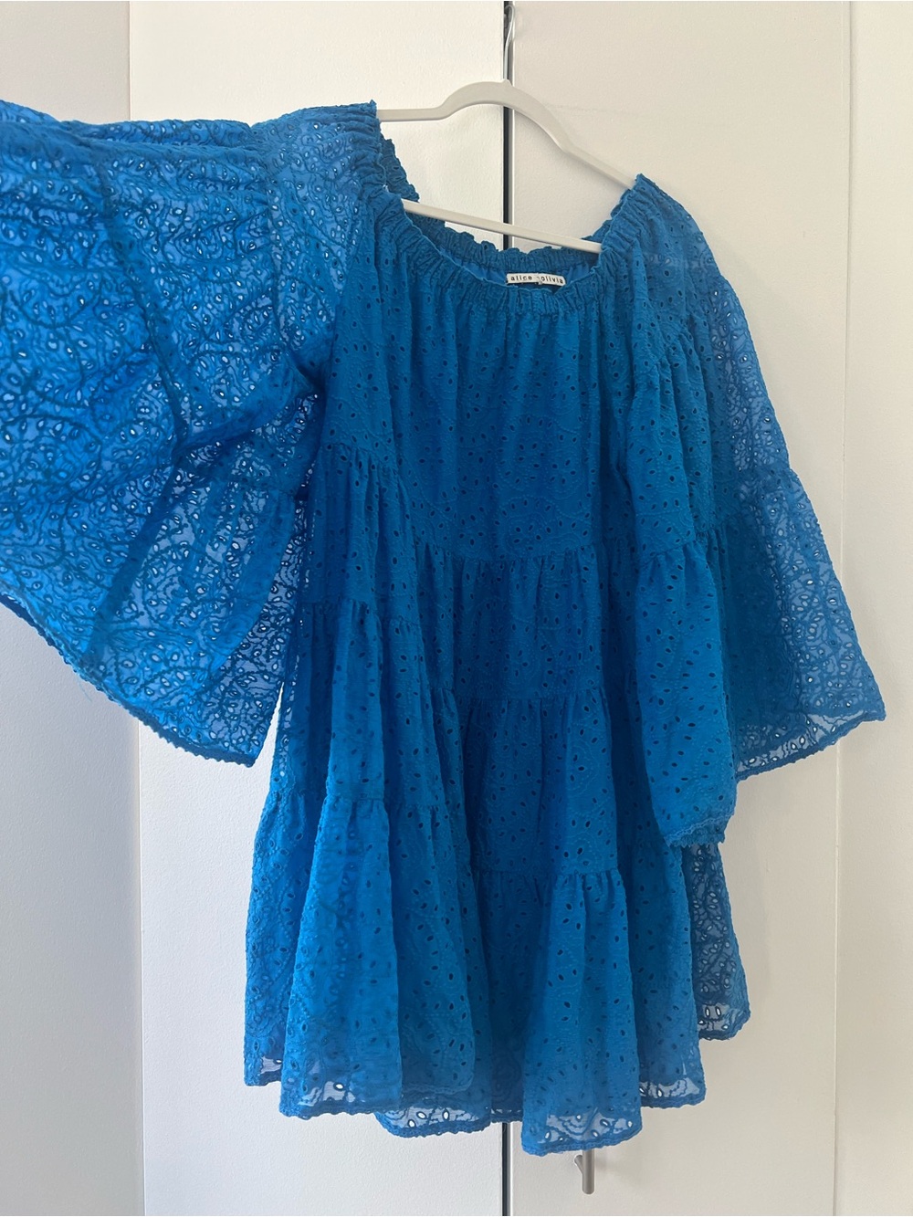 Alice + Olivia Bright Blue Eyelet Doll Dress 6 - Picture 2 of 6